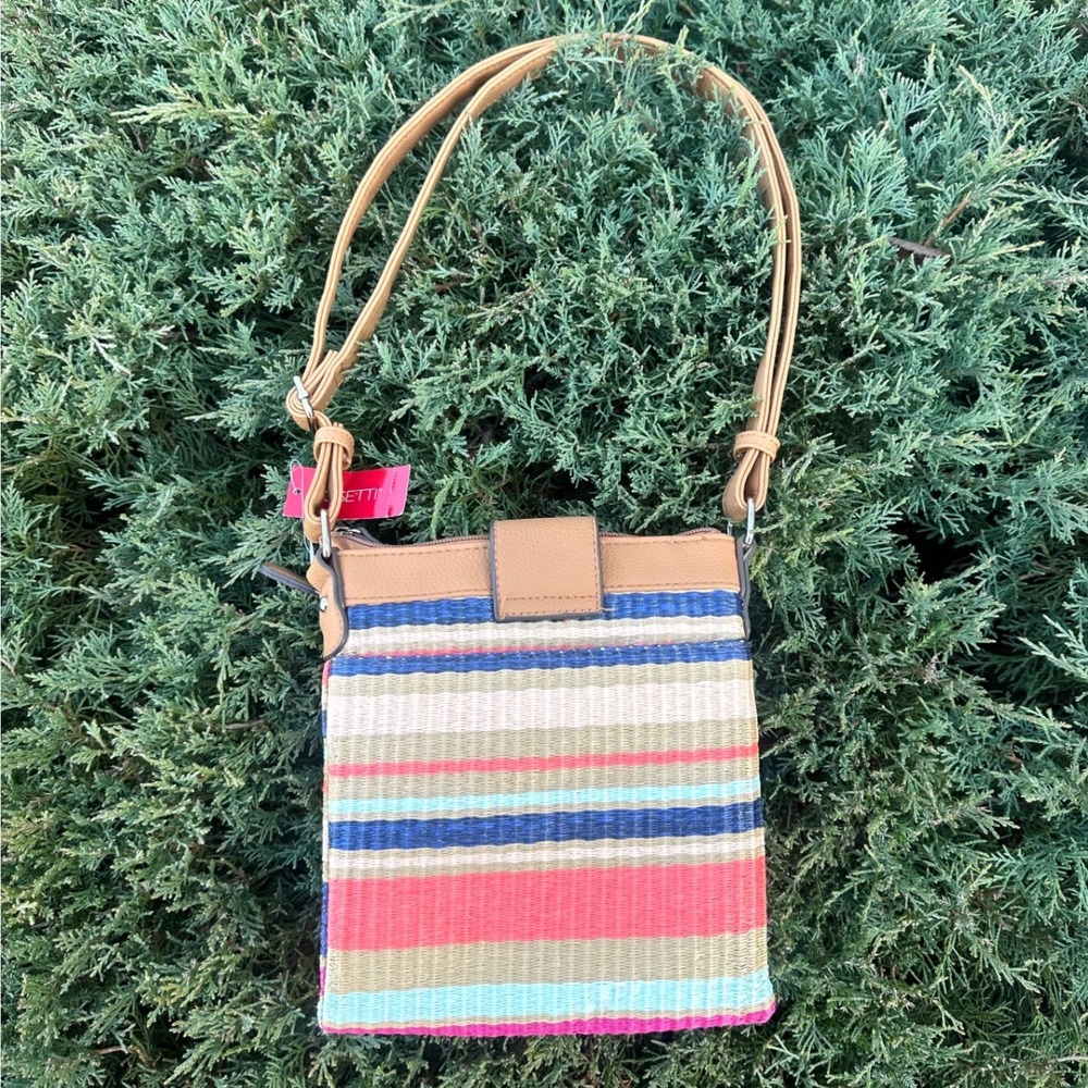 Rosetti Women's Bungalow Multi Double Time Faux Leather/Woven Crossbody Bag NWT - Picture 3 of 11